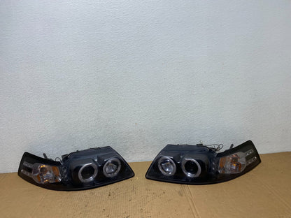 1999 to 2004 Ford Mustang Left+Right Set Side Black LED Headlights AD1076 DG0
