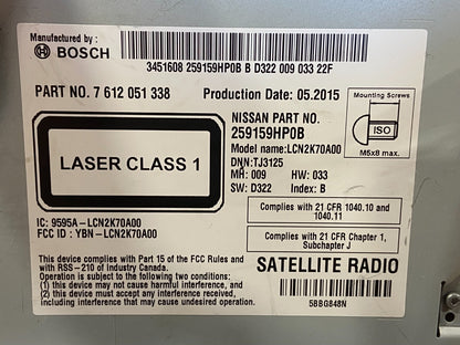 2013 to 2015 Nissan Altima Radio Screen Receiver AM-FM CD Player AF9456 DG6