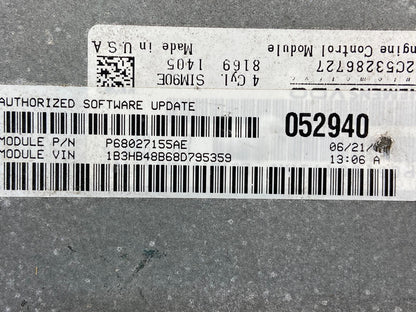 2007 to 2010 Dodge Caliber ECM Engine Computer Module ECU AG1625 DW2