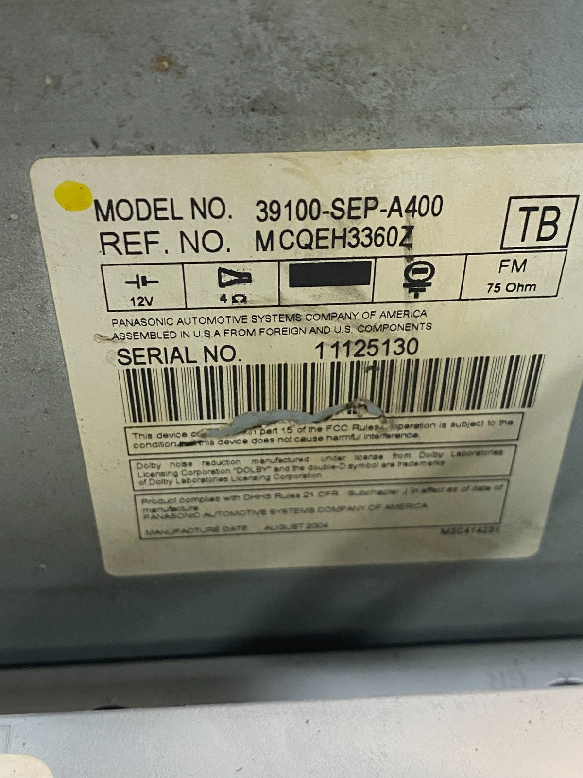 2004 2006 Acura TL CD Player Radio Climate Control AF3871 DW6