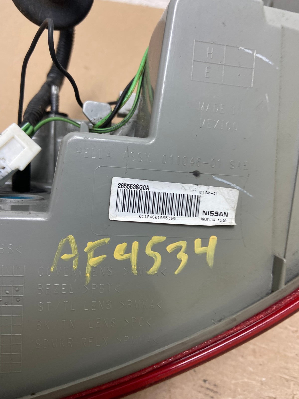 2013 2014 2015 Nissan Sentra Led Left Driver LH Side Tail Light AF4534 LK9