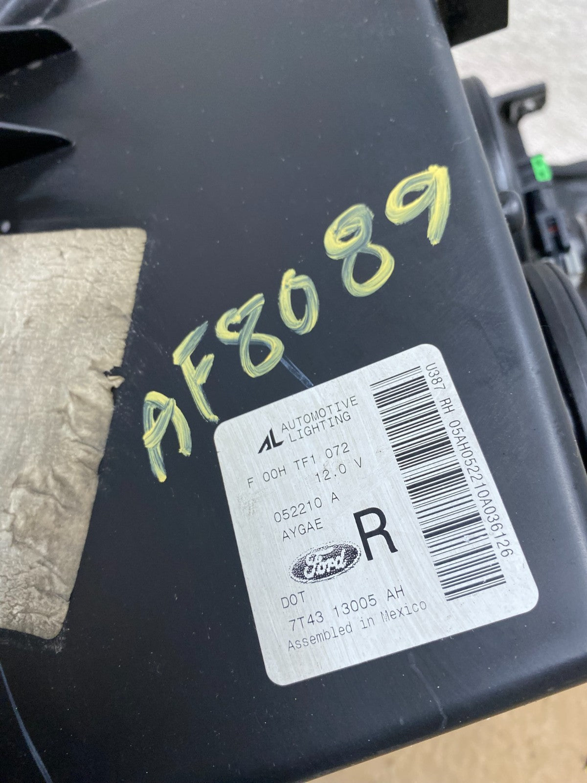 2007 to 2010 Ford Edge Right Passenger RH Halogen Headlight AF8089 DW10
