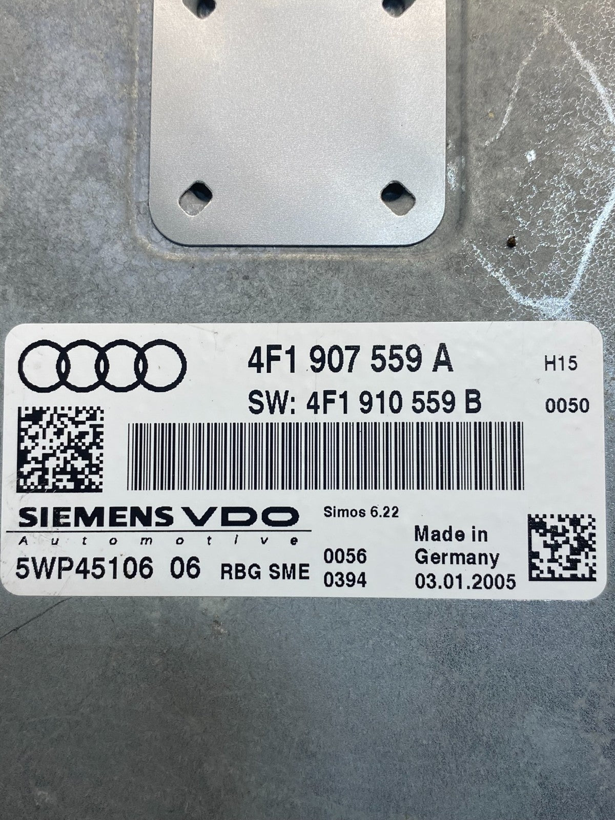 2006 to 2008 Audi A6 3.2L Engine Computer ECM 4F1907559A AC8081 DG2