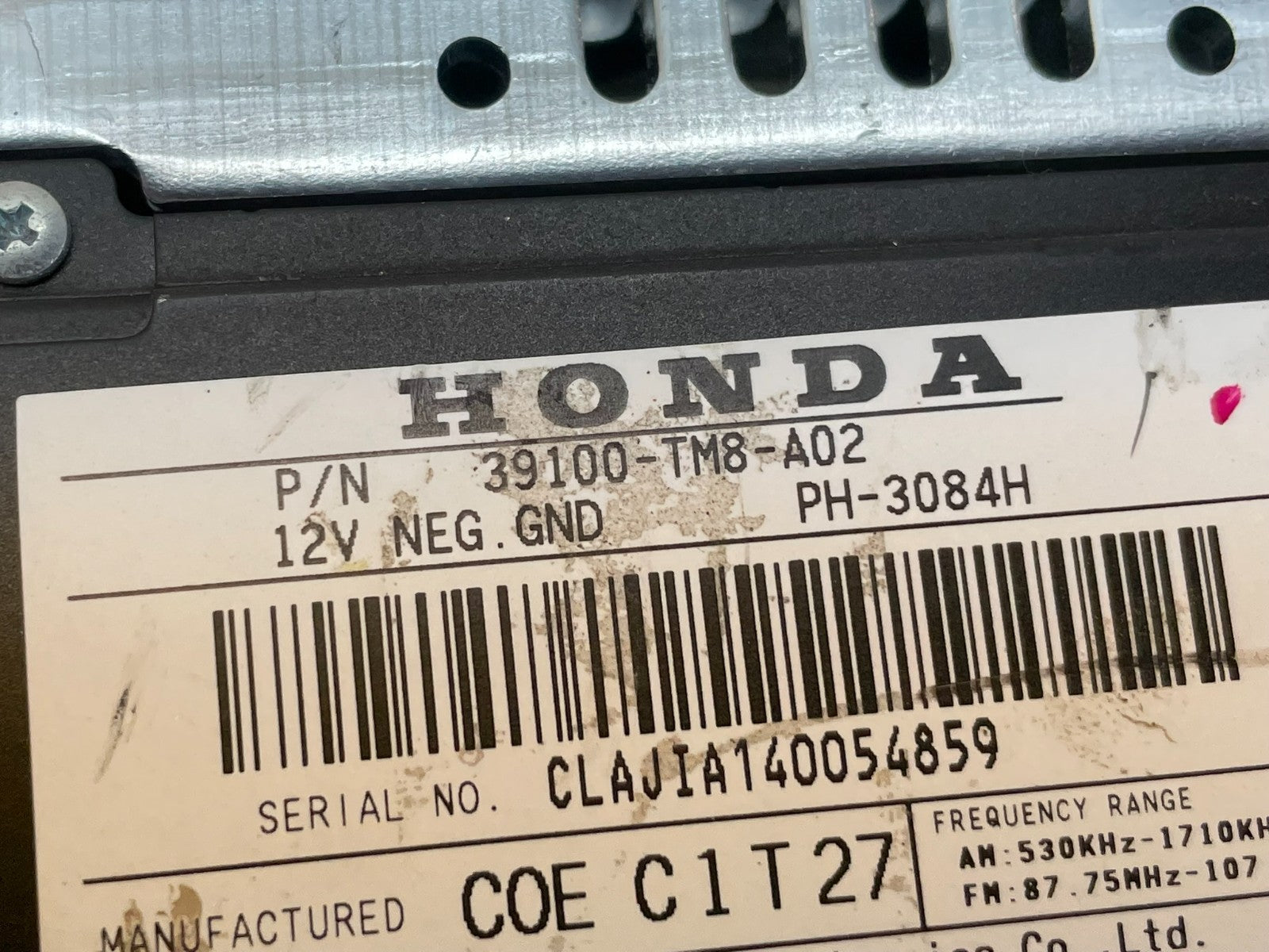 2010 to 2014 Honda Insight Radio CD Player AM/FM Control Audio AG2994 DG8