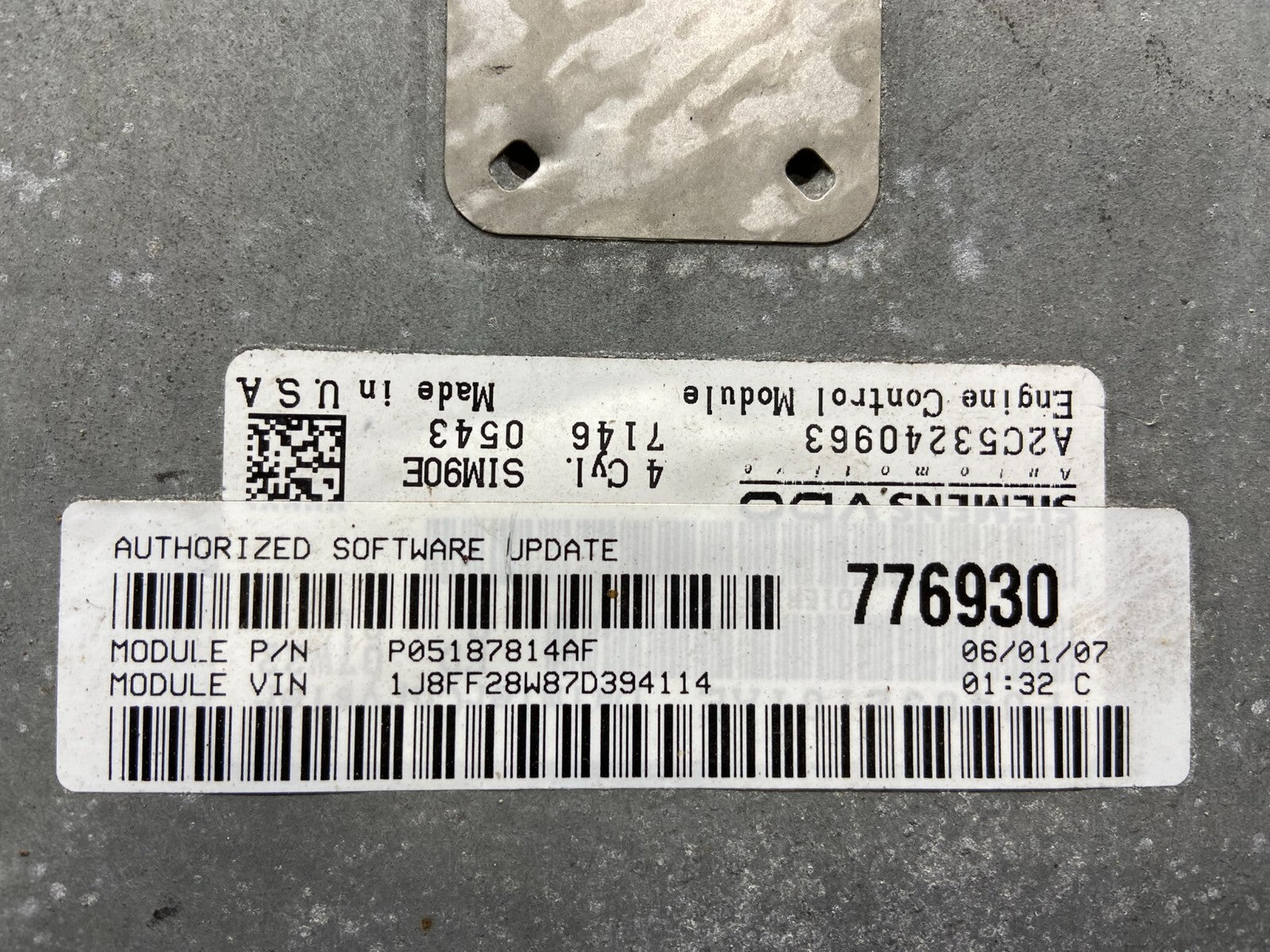 2007 Jeep Compass Patriot Engine Computer Module ECM P05187814AF L0902 DG2