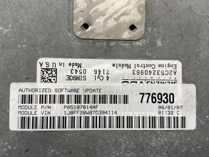 2007 Jeep Compass Patriot Engine Computer Module ECM P05187814AF L0902 DG2