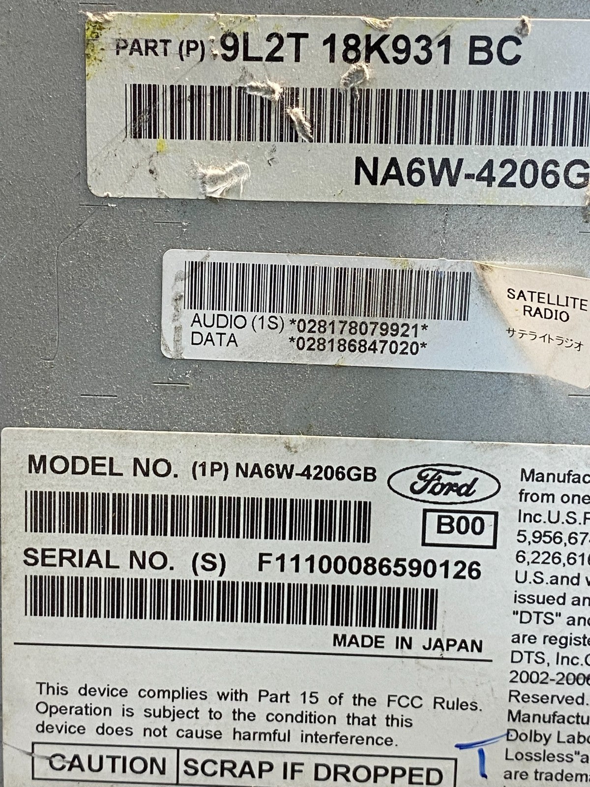 2007 - 2014 Ford Expedition Explorer Radio CD Player Screen Display OE AG9420 DW6