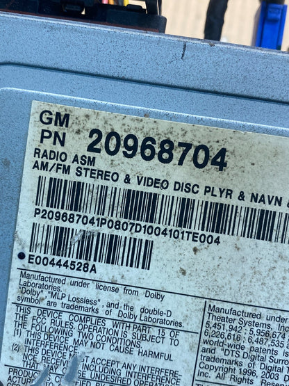 2008 to 2014 Cadillac CTS Am Fm Cd Player Radio Receiver AJ0326 DG6