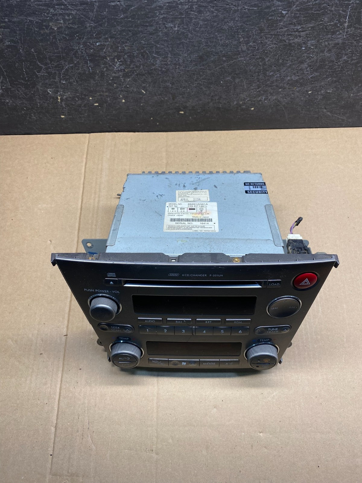 2005 - 2006 Subaru Impreza Radio AM/FM CD Player AG3600 DG3