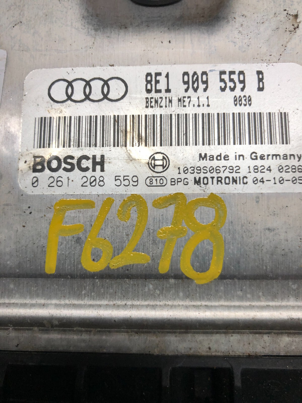 2002 to 2006 Audi A4 3.0L Engine Computer ECM 8E1909559B F6278 PS4