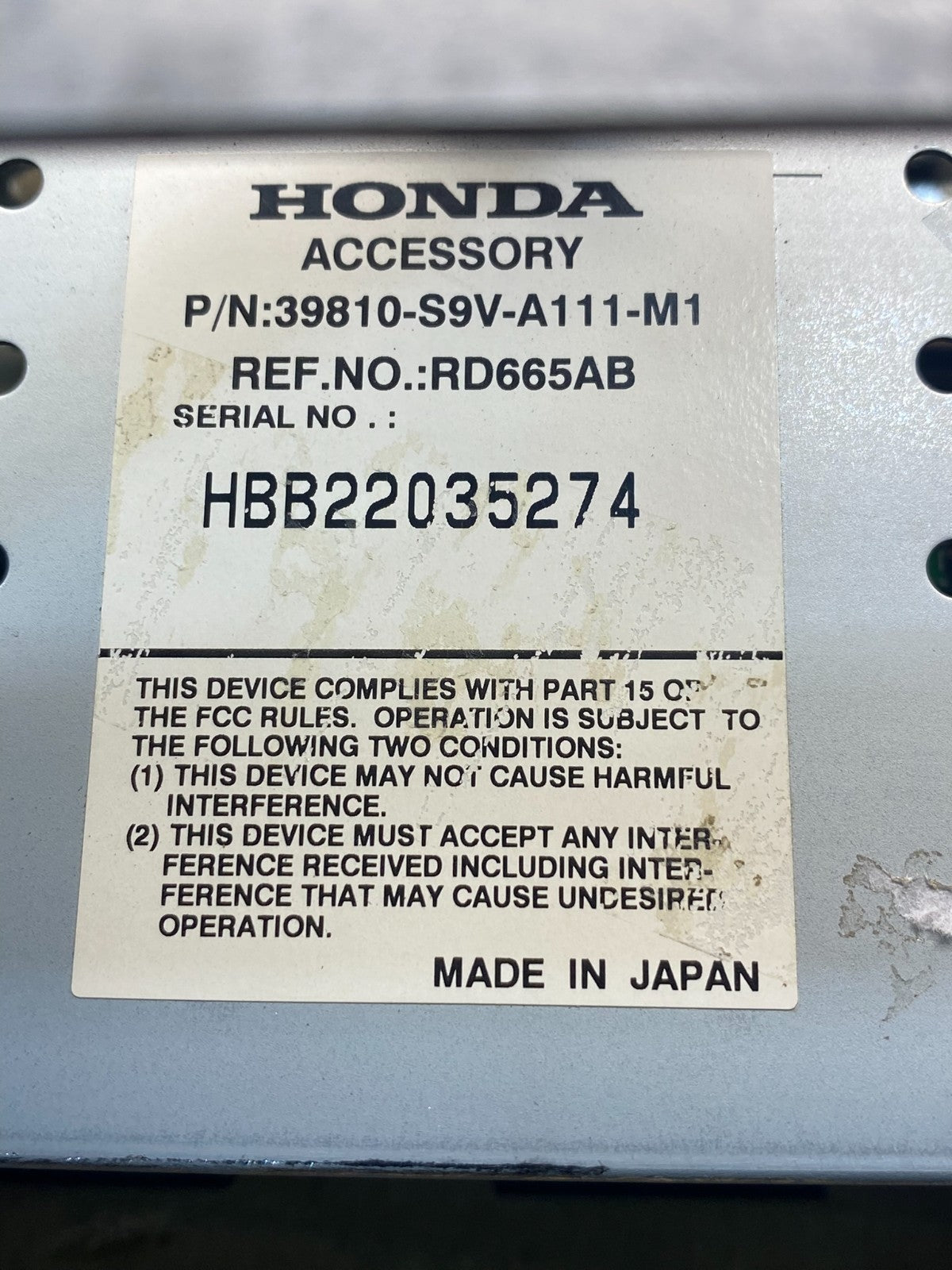 2006-2008 Honda Pilot Center Navigation Radio Screen Display AF3910 DW4