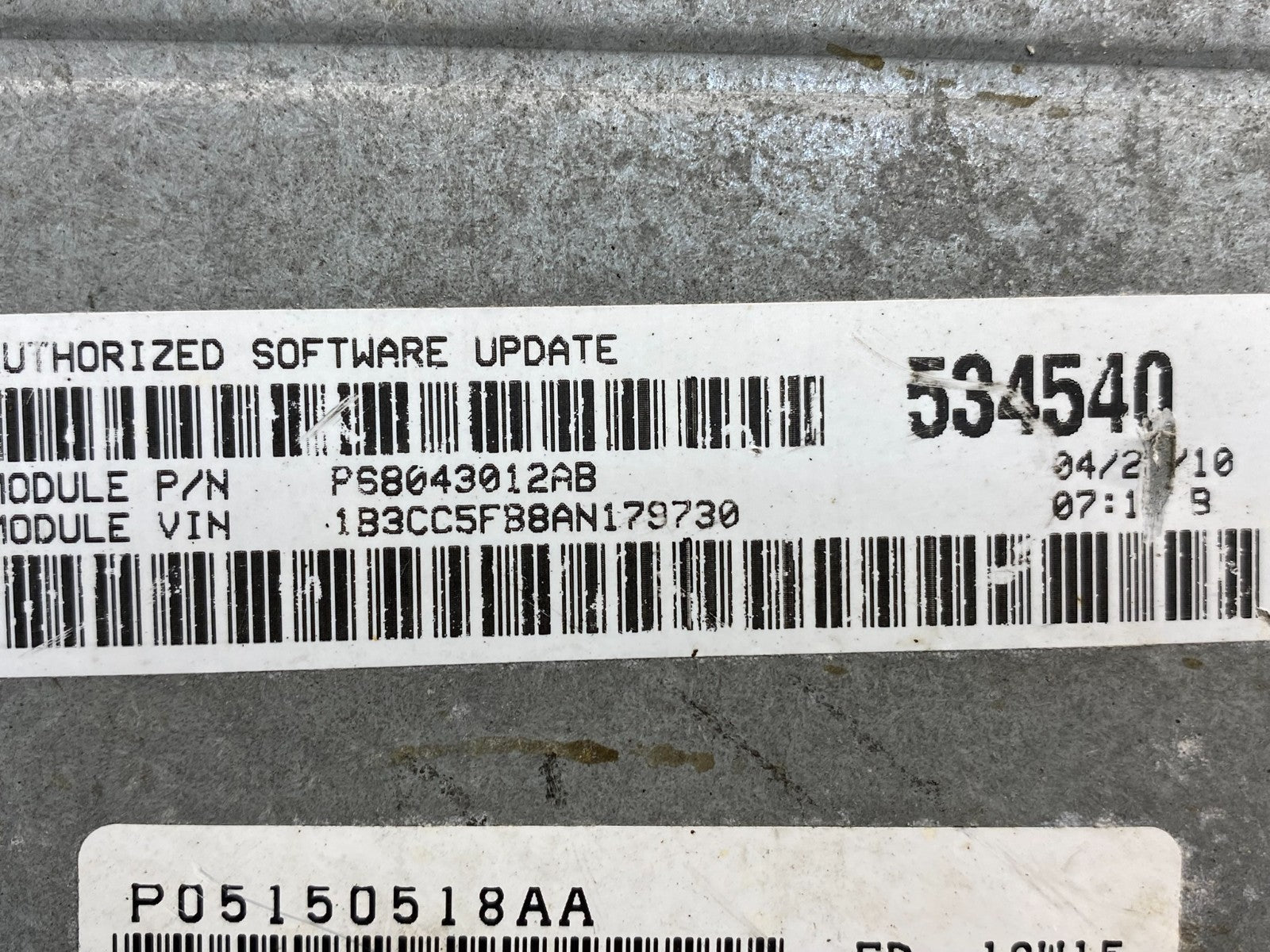 2007 to 2010 Dodge Avenger Sebring Engine Control Unit ECU AE0104 DG2