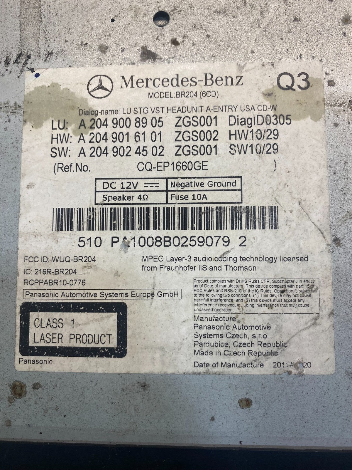 2010-2015 Mercedes GLK CLK350 Navigation Command Radio CD Audio AA1841 DG6