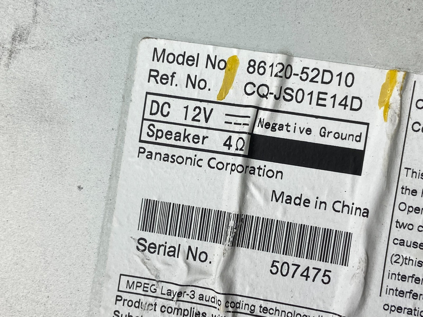 2012 to 2013 Toyota Prius OEM Radio Single CD Player Receiver x6202 DG5