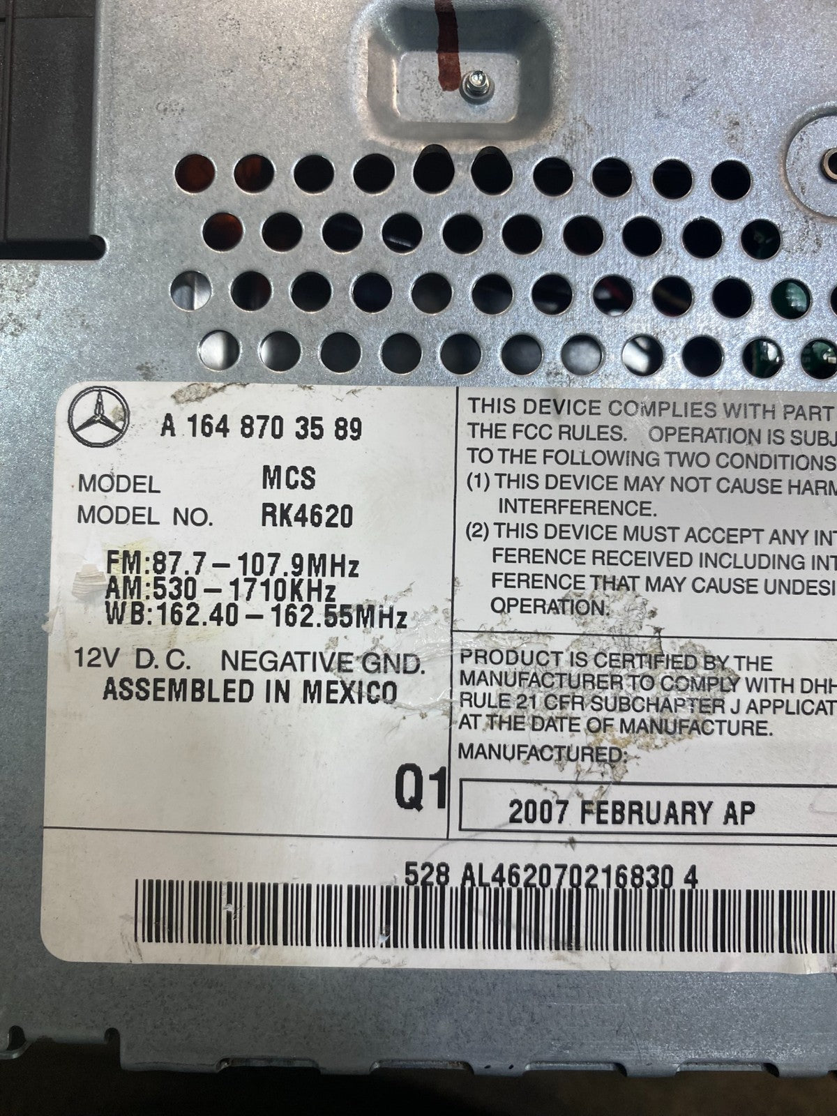 2006 2007 2008 Mercedes ML350 GL450 Radio Navigation Screen Display ac2372 DG6