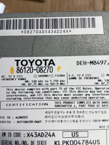 2011 to 2014 Toyota Sienna AM FM CD Mp3 Radio Receiver AI2732 DG5