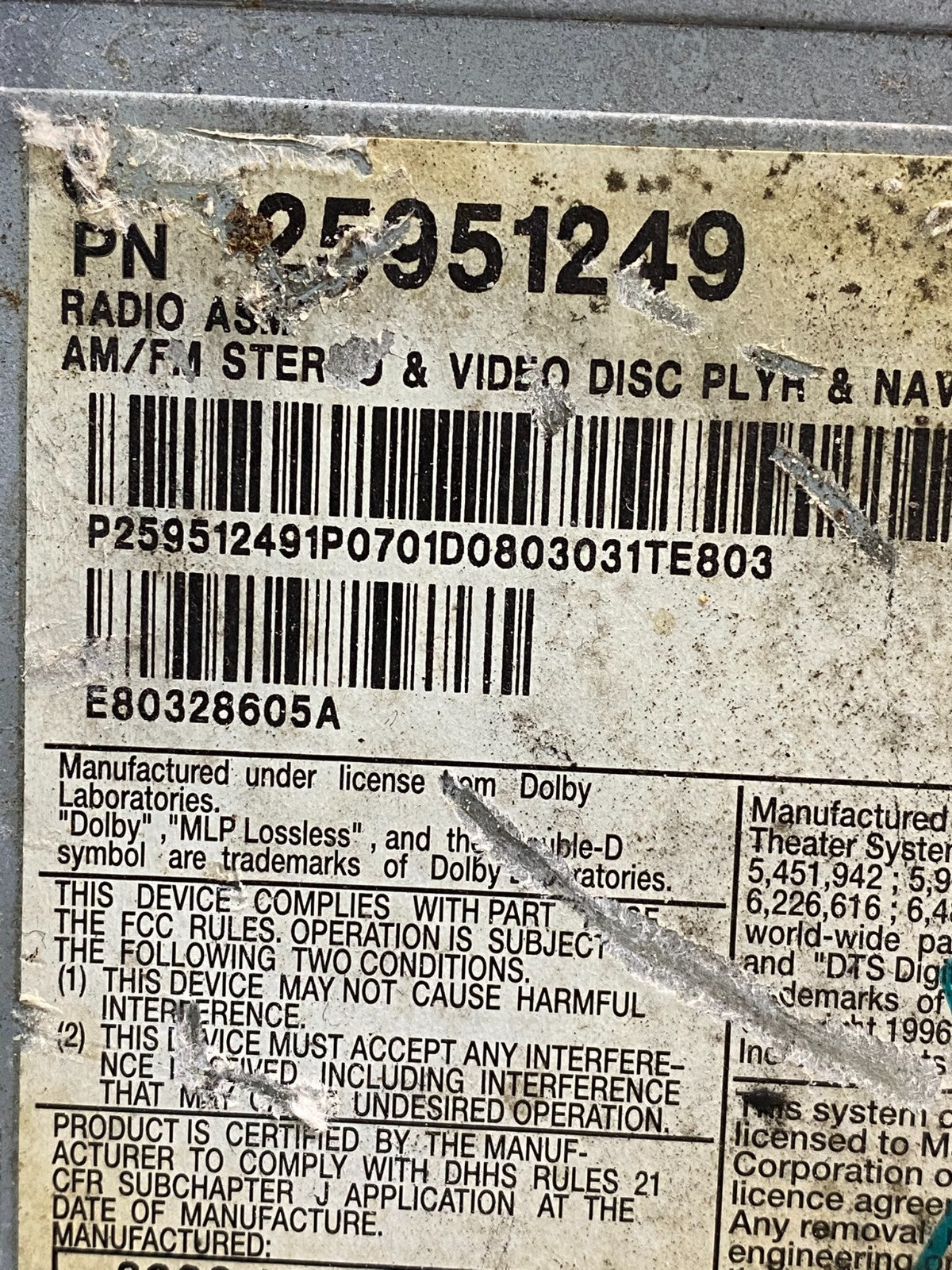 2008 to 2013 Cadillac CTS Am Fm Cd Player Radio Receiver ae9928 DG6