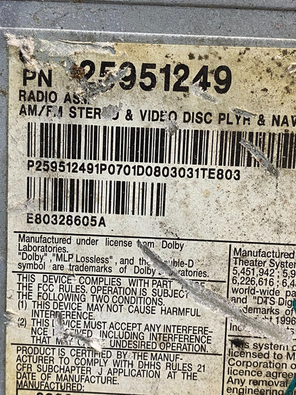 2008 to 2013 Cadillac CTS Am Fm Cd Player Radio Receiver ae9928 DG6