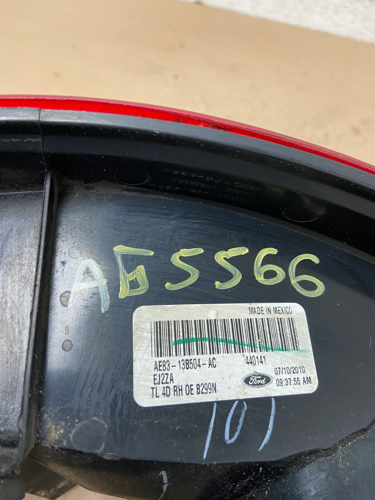 2011-2013 Ford Fiesta Sedan Right Passenger RH Side Tail Light AG5566 LK6