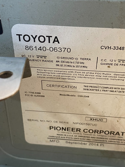 2015 Toyota Camry Radio CD Navigation Screen Display AE6381 DW6