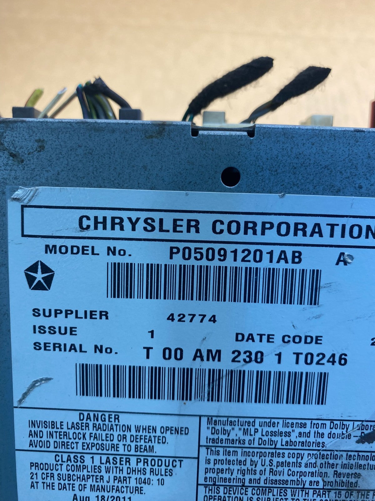 2007 2014 Jeep Dodge Chrysler Screen Display CD Player Satellite Radio AC2731 DG7