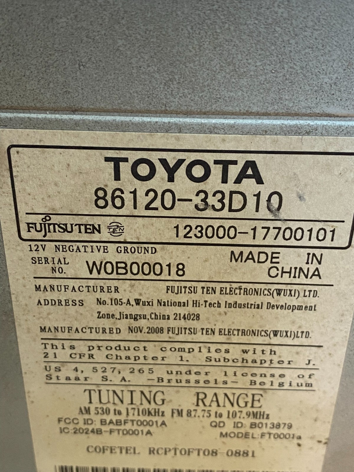2007-2009 Toyota Camry Radio CD Player Climate Control Bezel AG3979 DG6