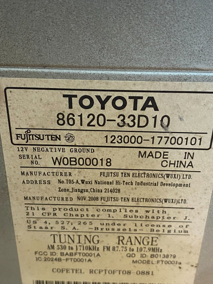 2007-2009 Toyota Camry Radio CD Player Climate Control Bezel AG3979 DG6