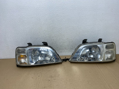 1997 to 2001 Honda CR-V Crv Left+Right Set Chrome Headlights Halogen AF5843 DW0