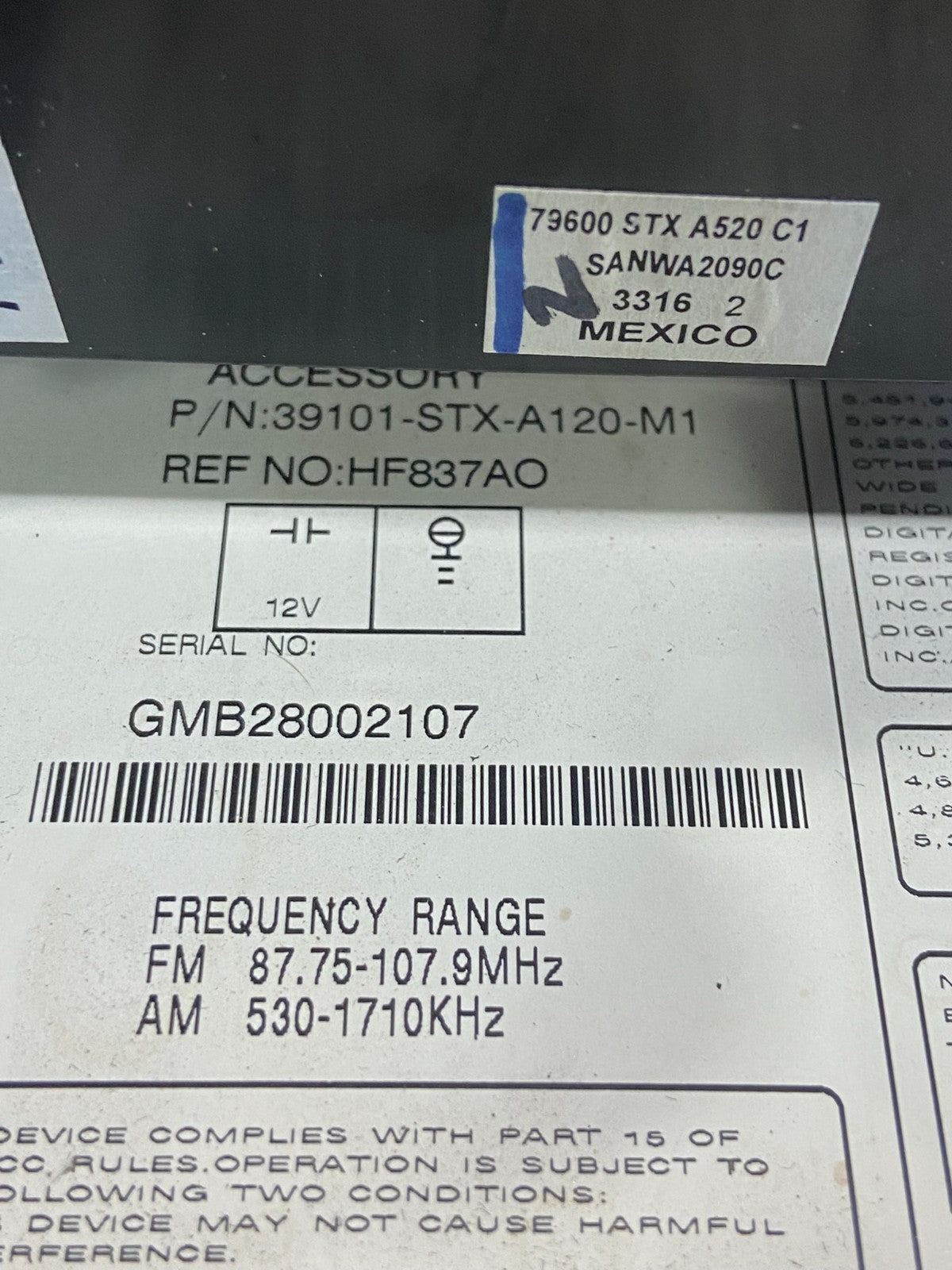 2007 to 2009 Acura Mdx Radio Stereo 6 CD Player Climate Control Pan OE af9305 DG7