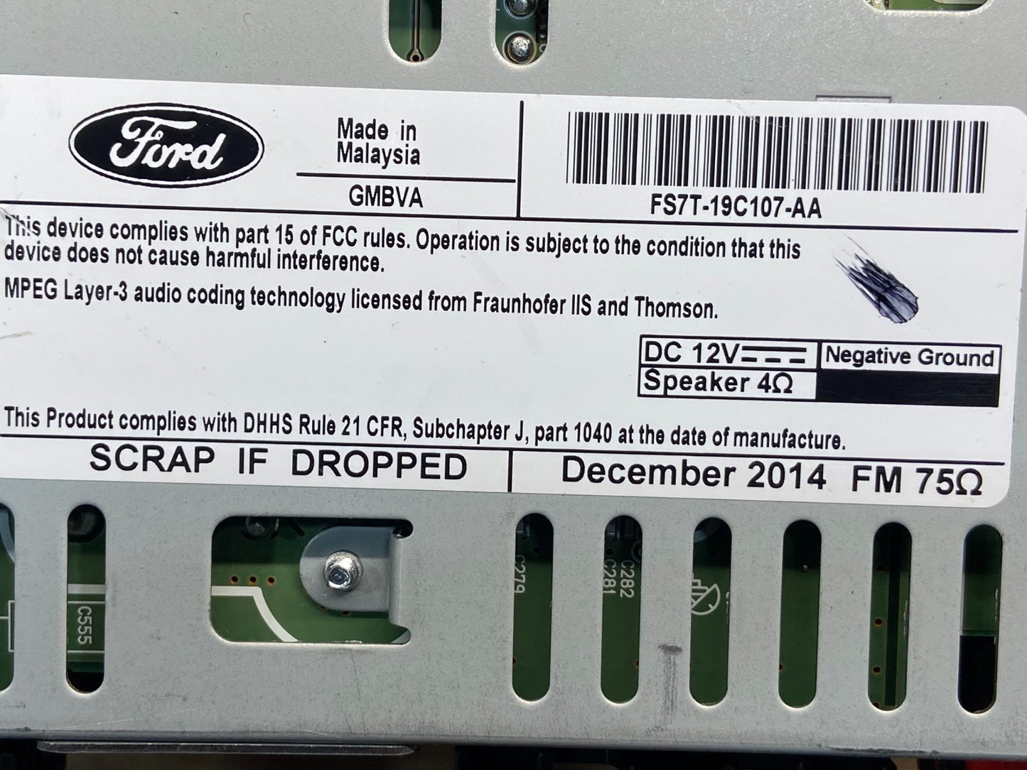 2015 2016 Ford Fusion Radio Audio Receiver AM FM CD MP3 AG1512 DW6