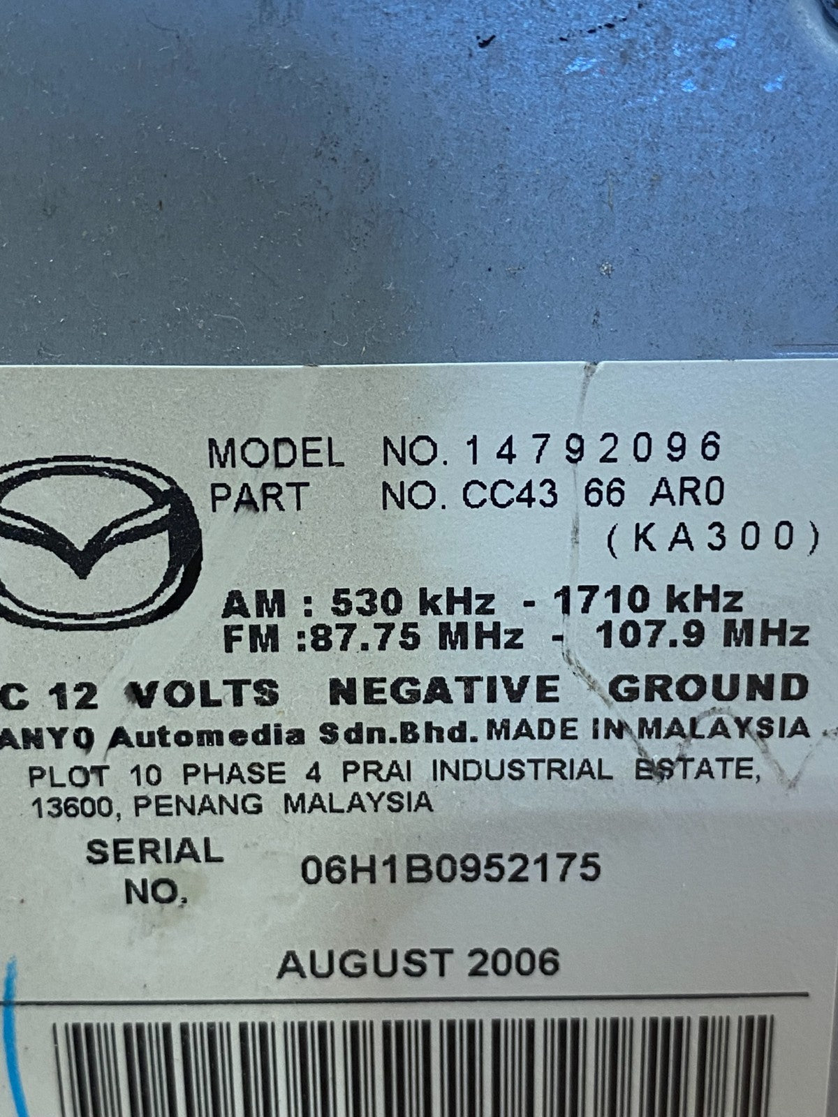 2006 2007 Mazda 5 AM/FM CD Player Climate Control AD7571 DG6