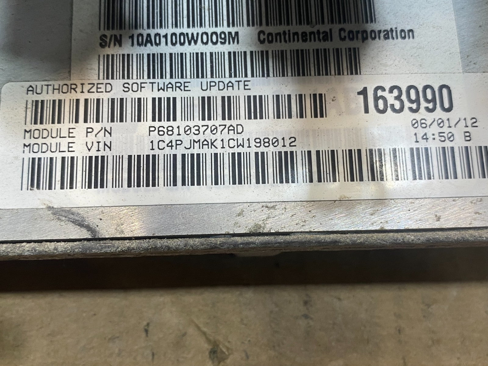 2012 Jeep Liberty 3.7L Engine Control Unit ECU ECM P68103707AD AE7799 DW2