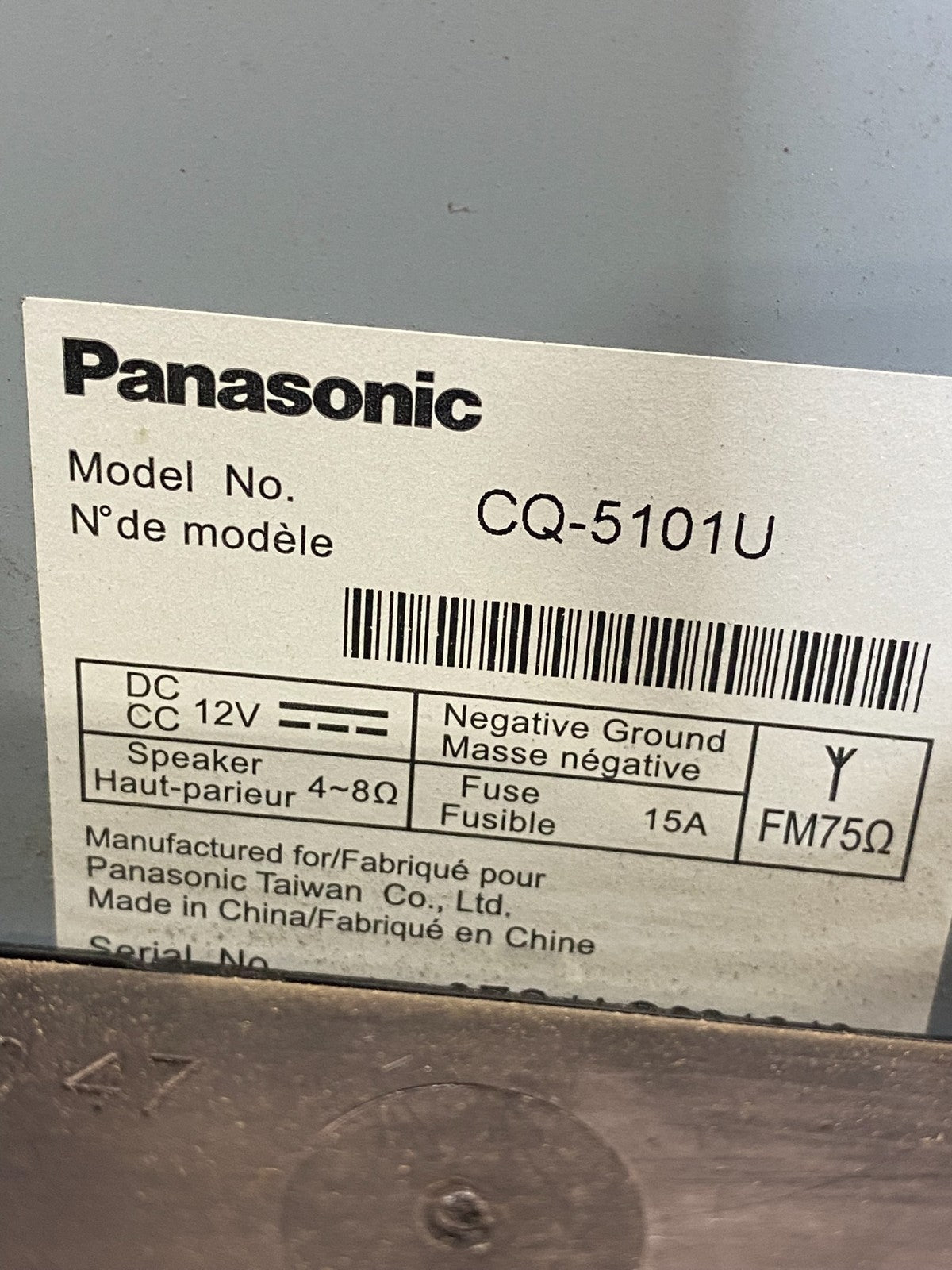 2009 Freightliner Sprinter CD PLAYER Equipment Radio PANASONIC CQ5101U ad1770 DG6