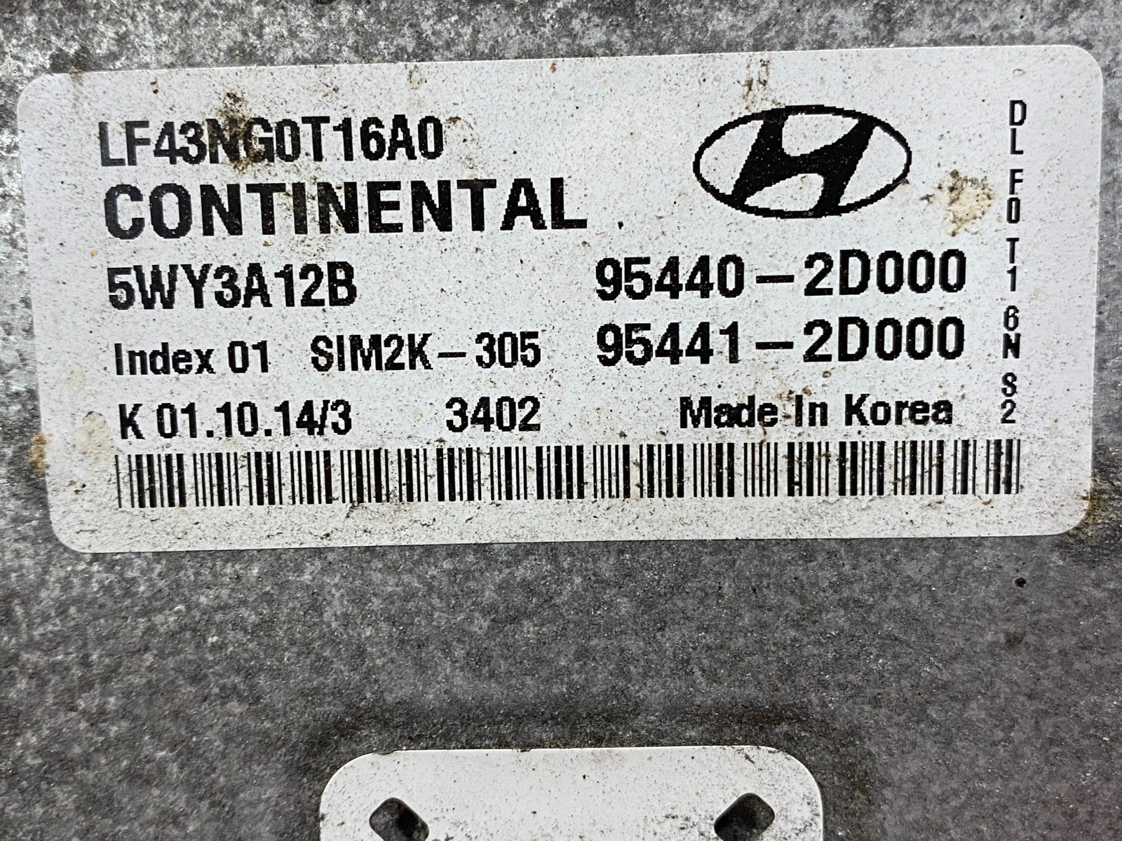 2015 to 2017 Hyundai Sonata Engine Control Unit ECU Module 95440-2D000 ae8078 DG2