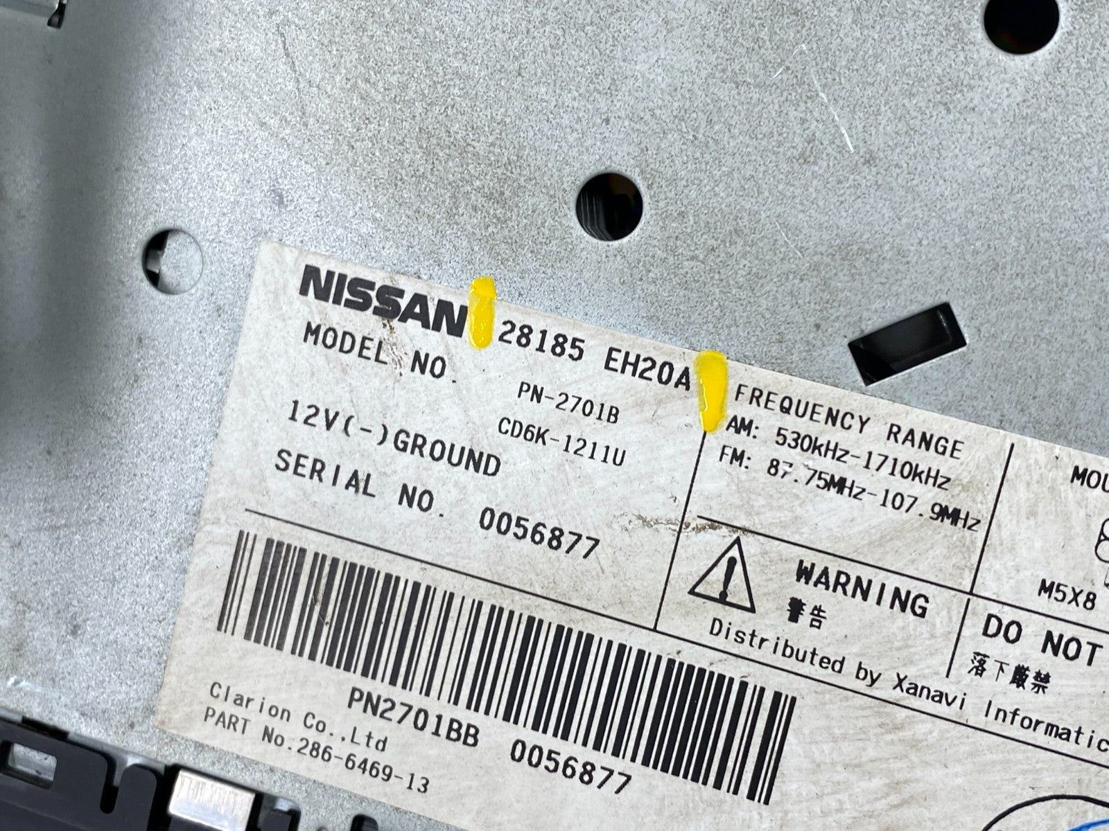 2006 2007 Infiniti M35 Radio AM/FM Single Disc CD Receiver  v7525 DG5