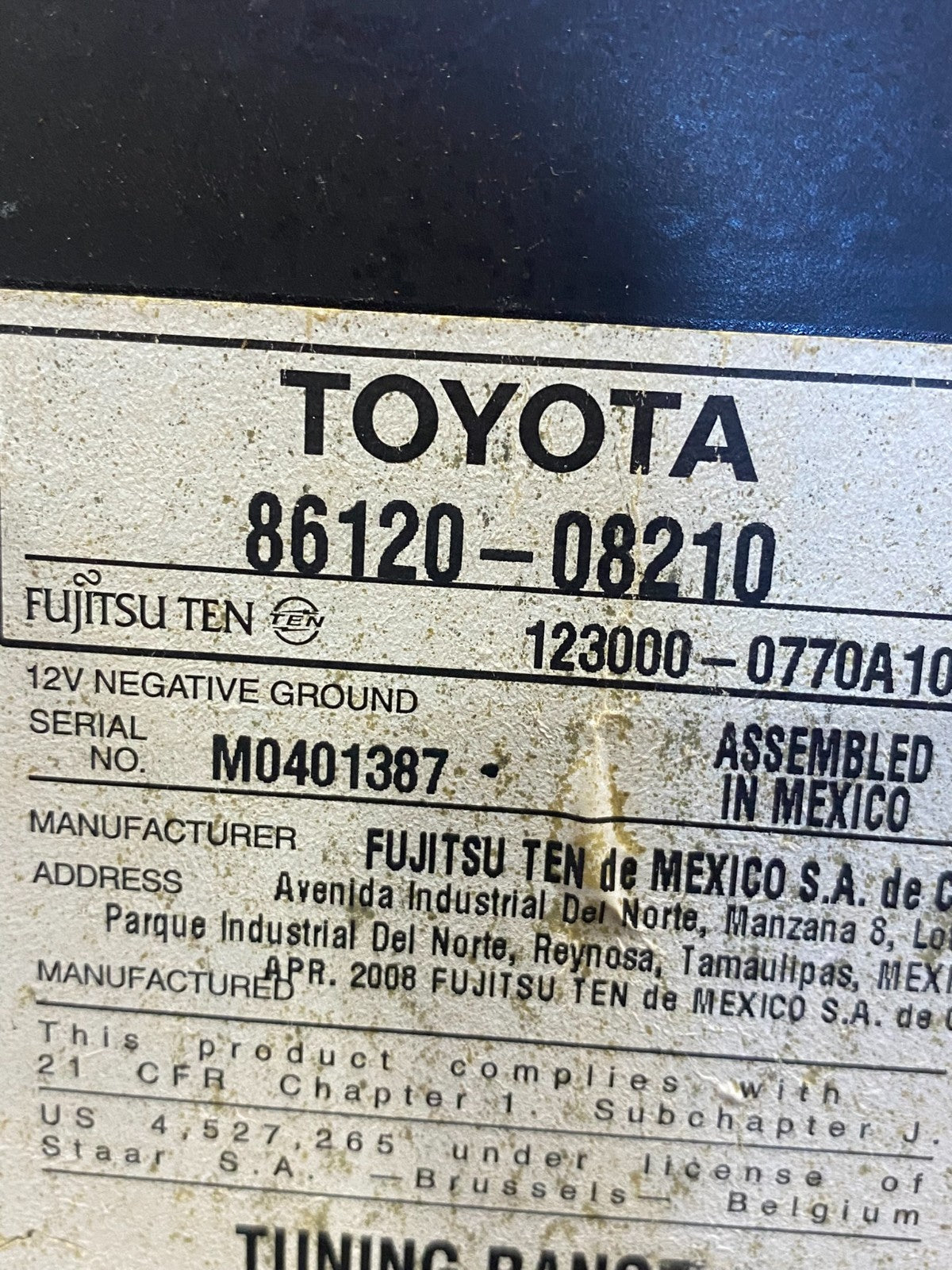 2004 to 2010 Toyota Sienna AM FM CD WMA Mp3 Radio Receiver ad1540 DG6