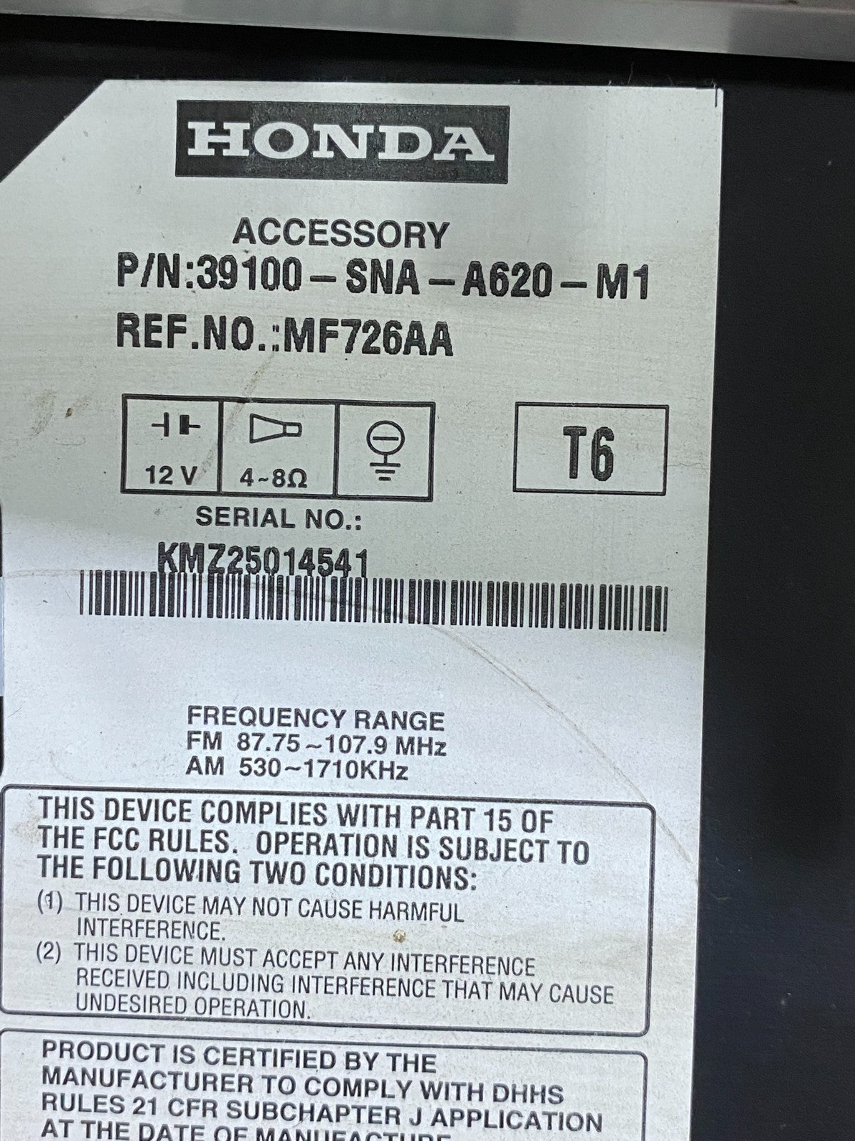 2006 - 2011 Honda Civic Radio AM/FM Climate Control Air Vent Bezel AI9683 DG7