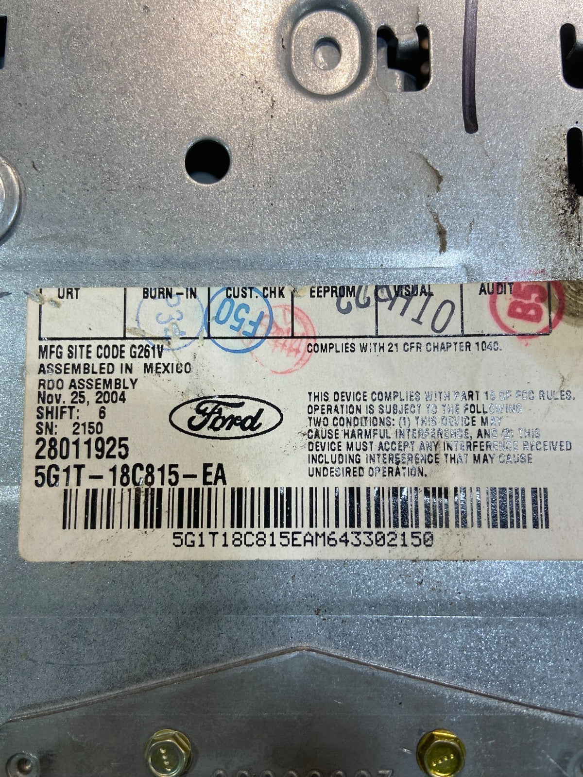 2005 to 2007 Ford Five Hundred Montego Radio CD Player Y7634 DG6