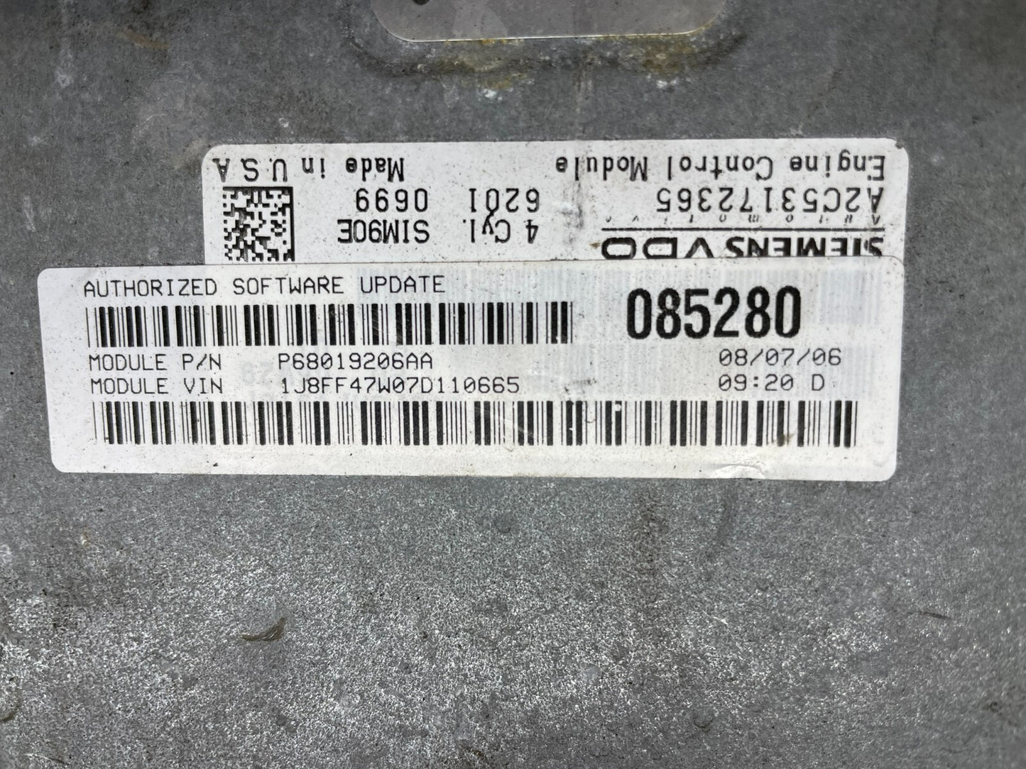 2007 Jeep Compass Patriot ECM Engine Computer P68019206AA N8688 DG2