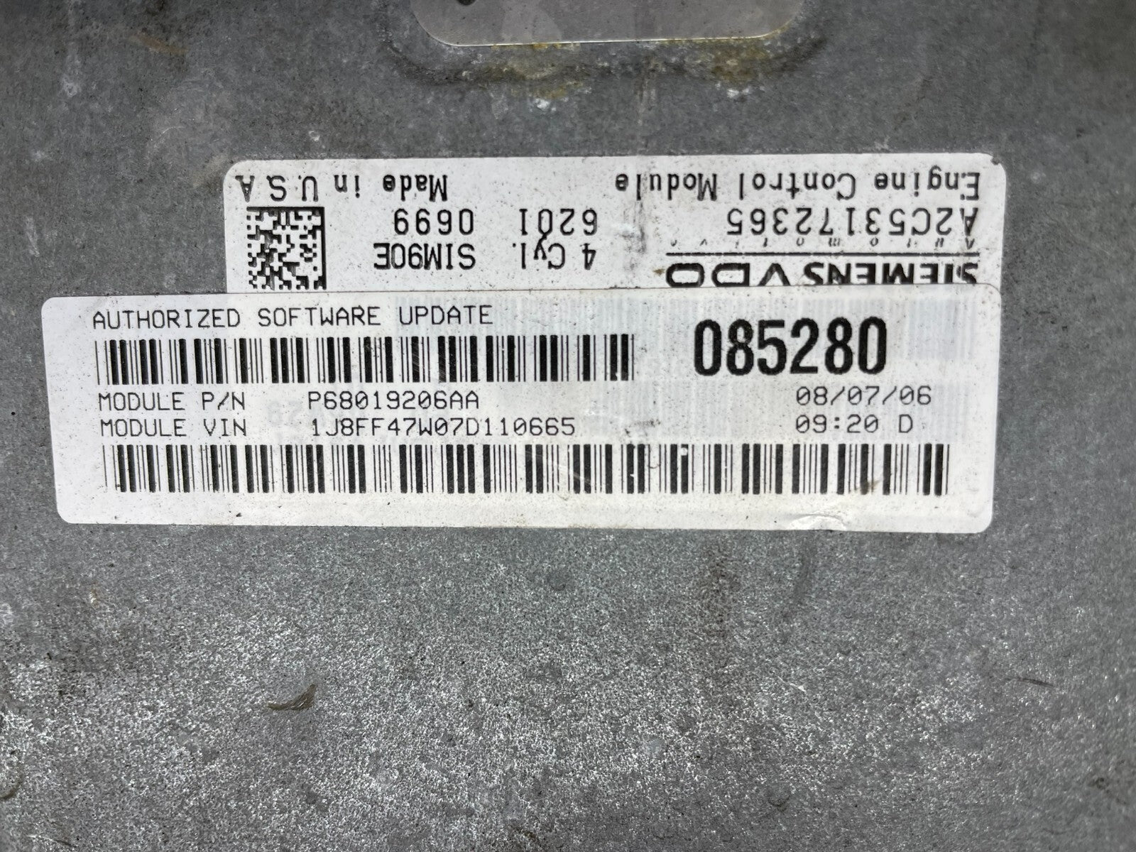 2007 Jeep Compass Patriot ECM Engine Computer P68019206AA N8688 DG2