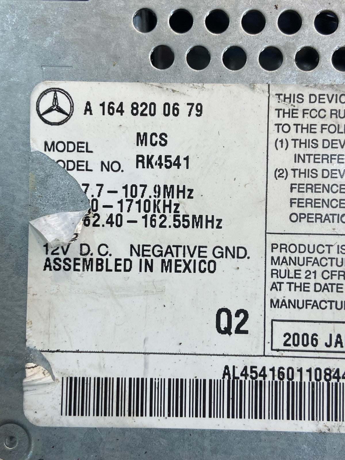 2006 2007 2008 Mercedes ML350 GL450 Radio Navigation Screen Display AF9386 DG6
