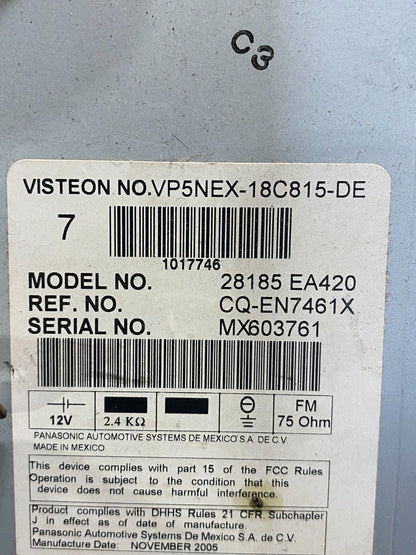 2005 2006 2007 Nissan Pathfinder Am Fm Cd Player Radio Receiver AC7163 DG6