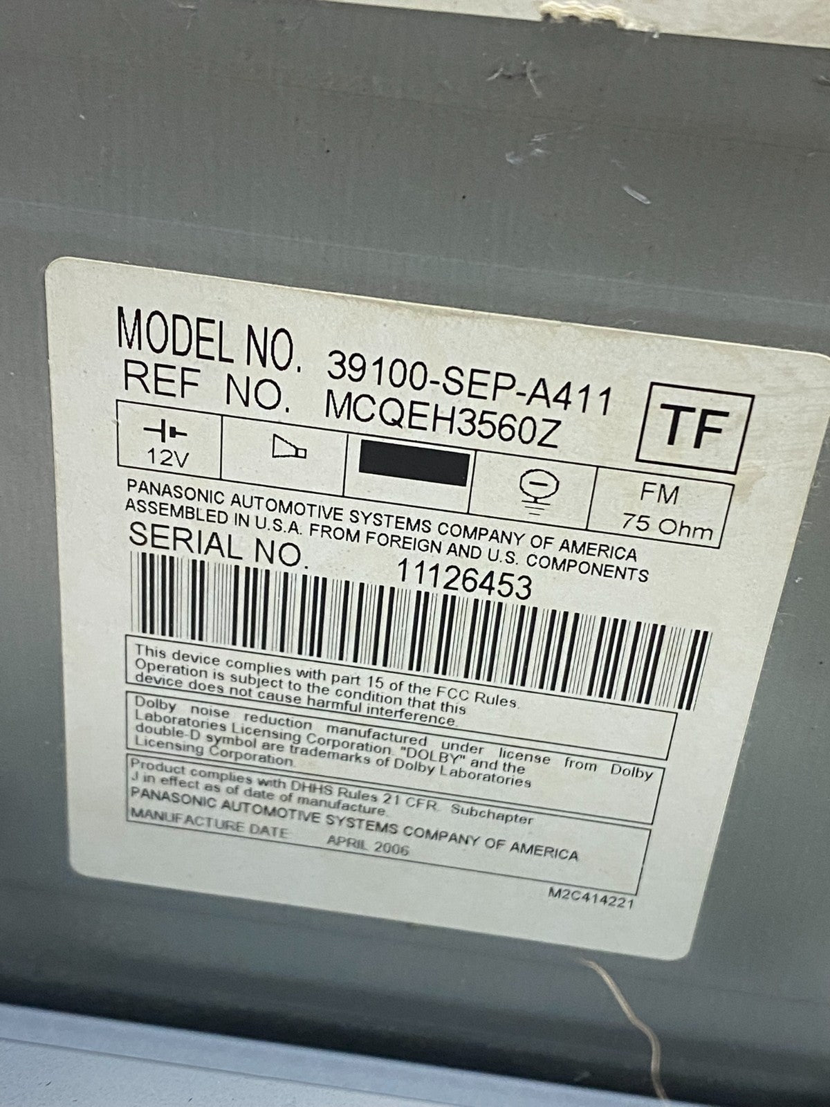 2004 2006 Acura TL CD Player Radio Climate Control af7845 DG6