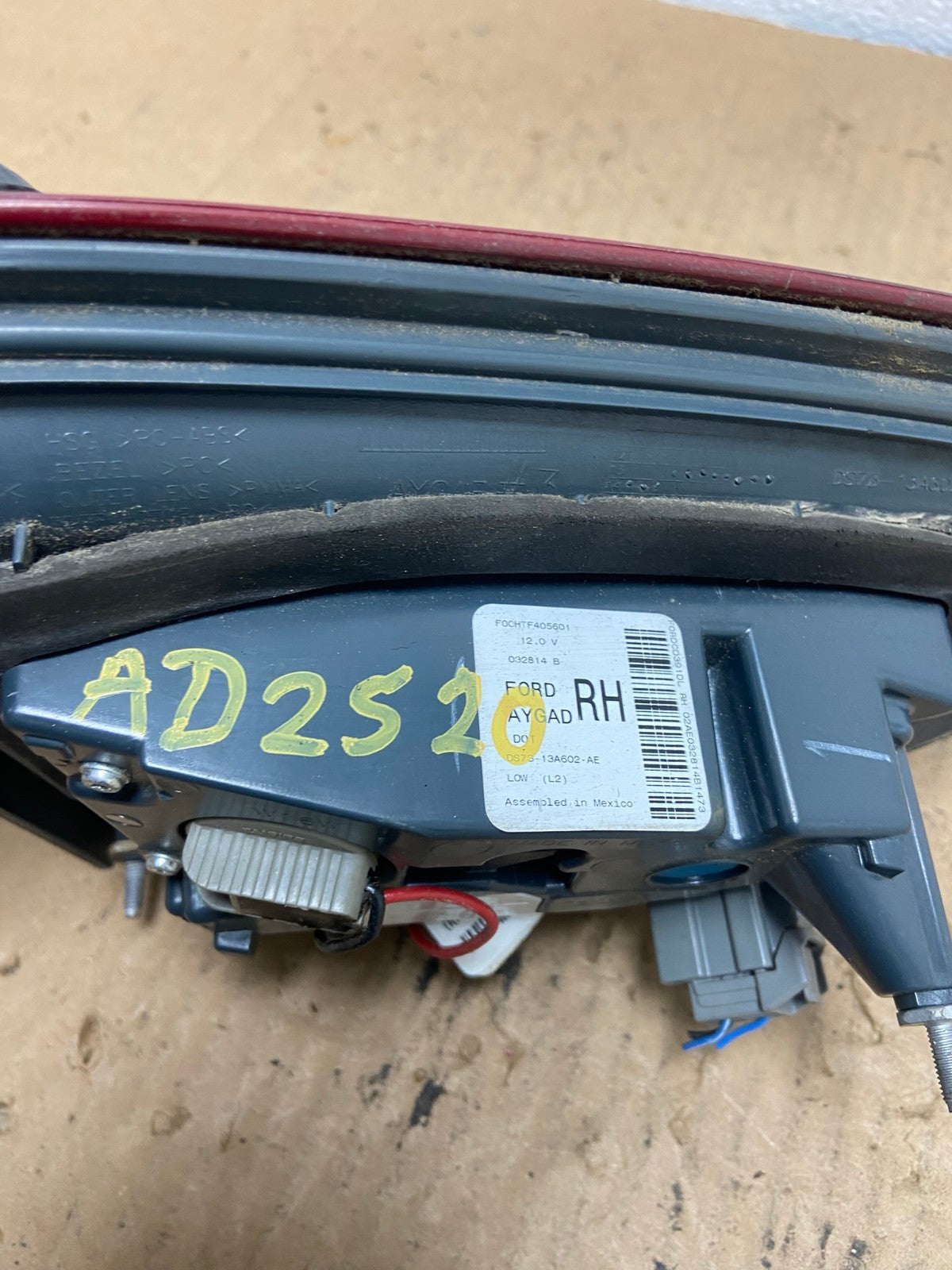 2013 to 2016 Ford Fusion Right Passenger RH Side Tail Light Inner AD2520 LK6