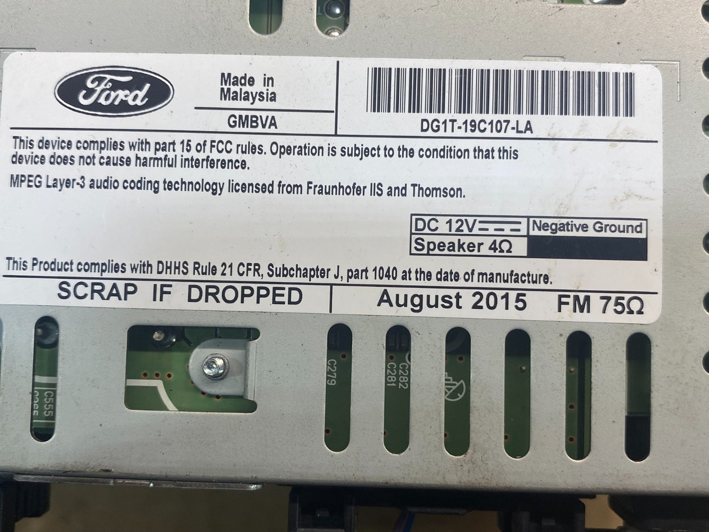 2016 2017 Ford Taurus Radio Stereo CD Player Receiver AM FM Audio ag3752 DG6