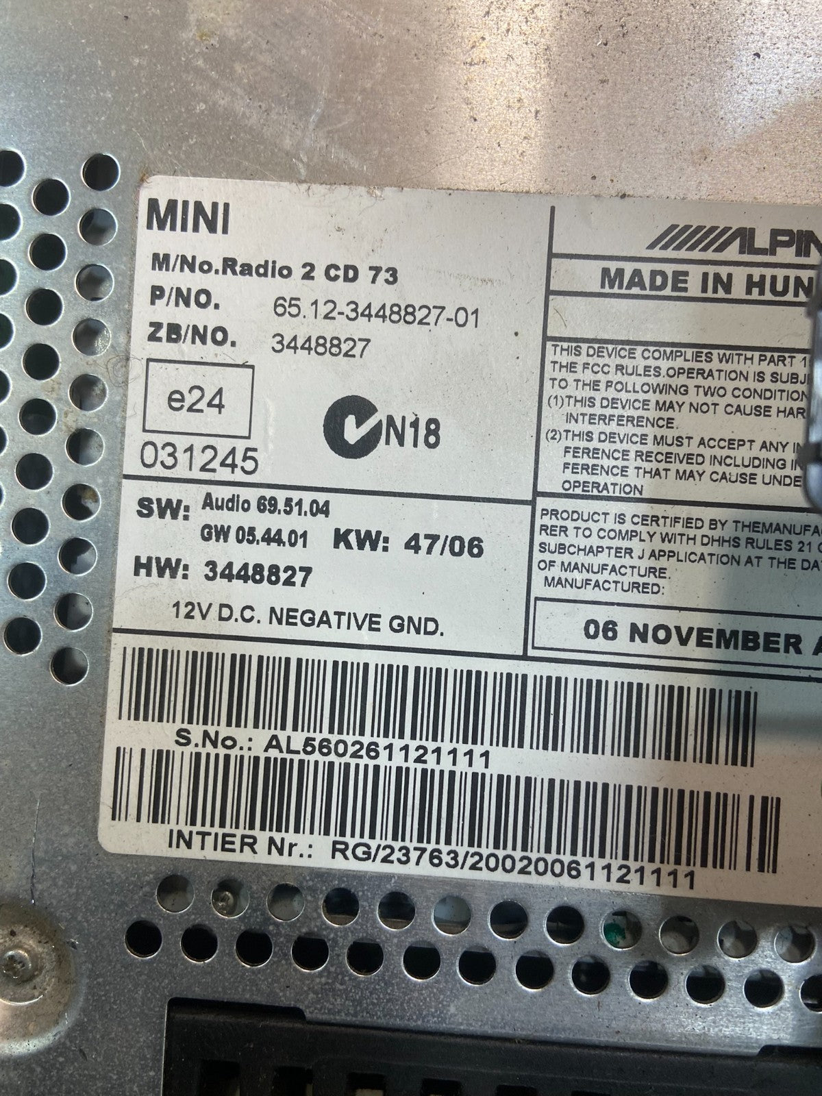 2008-2010 Mini Cooper Am Fm Cd Player Radio Receiver  OEM Y7610 DG6