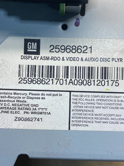 2008 to 2012 Cadillac SRX CTS Audio Radio Screen Display Player AG7314 DG4