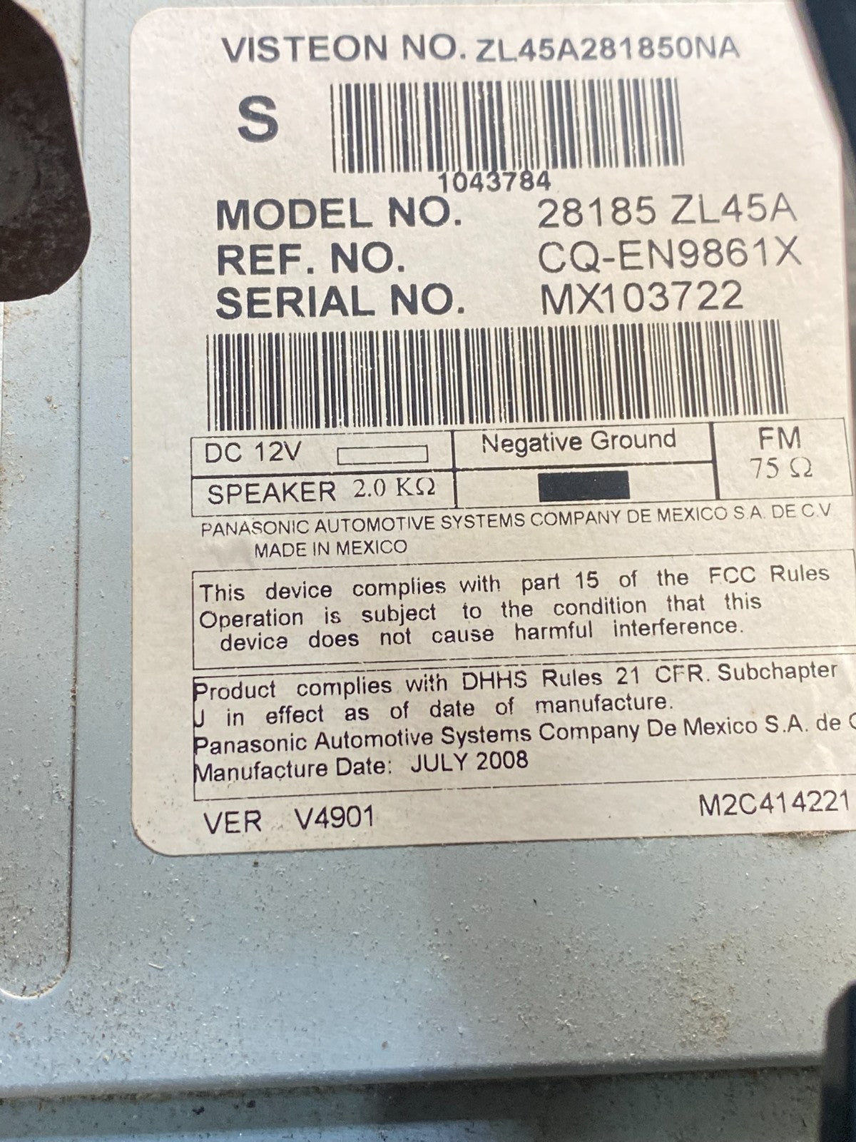 2009-2012 Nissan Frontier Xterra Radio Climate Control Bezel Center AG1784 DG5