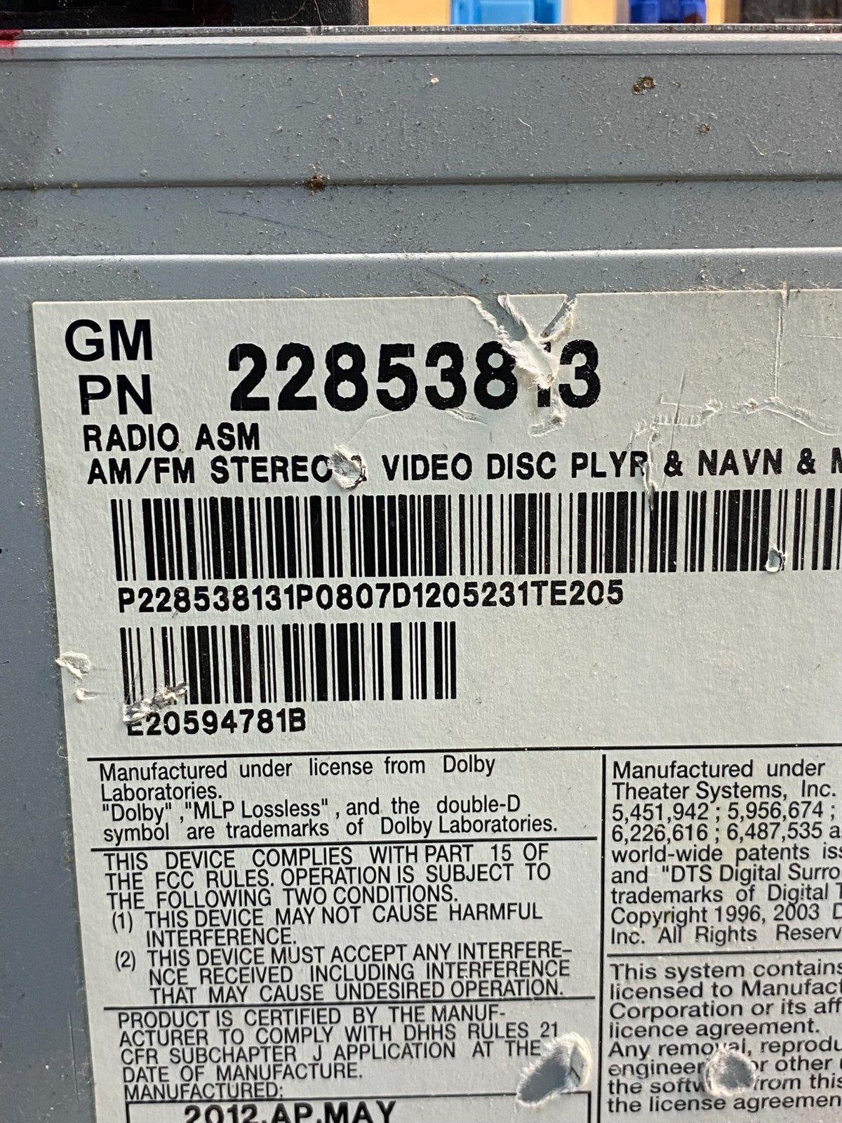 2011 to 2014 Cadillac CTS Am Fm Cd Player Radio Receiver ag9528 DG6