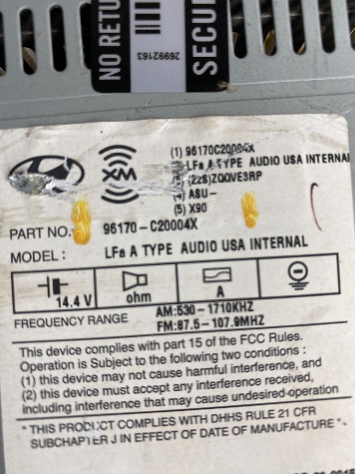 2015 Hyundai Sonata Am Fm Cd Player Radio Receiver AC4613 DG5